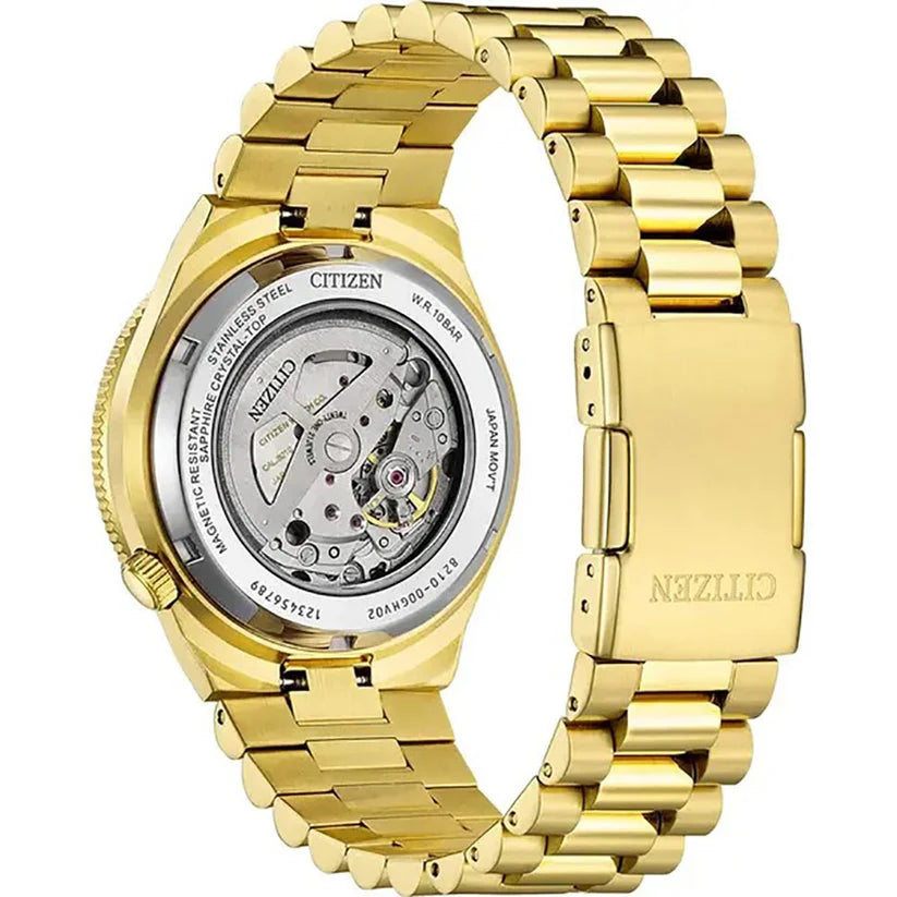 Citizen Automatic Olive Green Dial Gents Gold Stainless Steel Watch