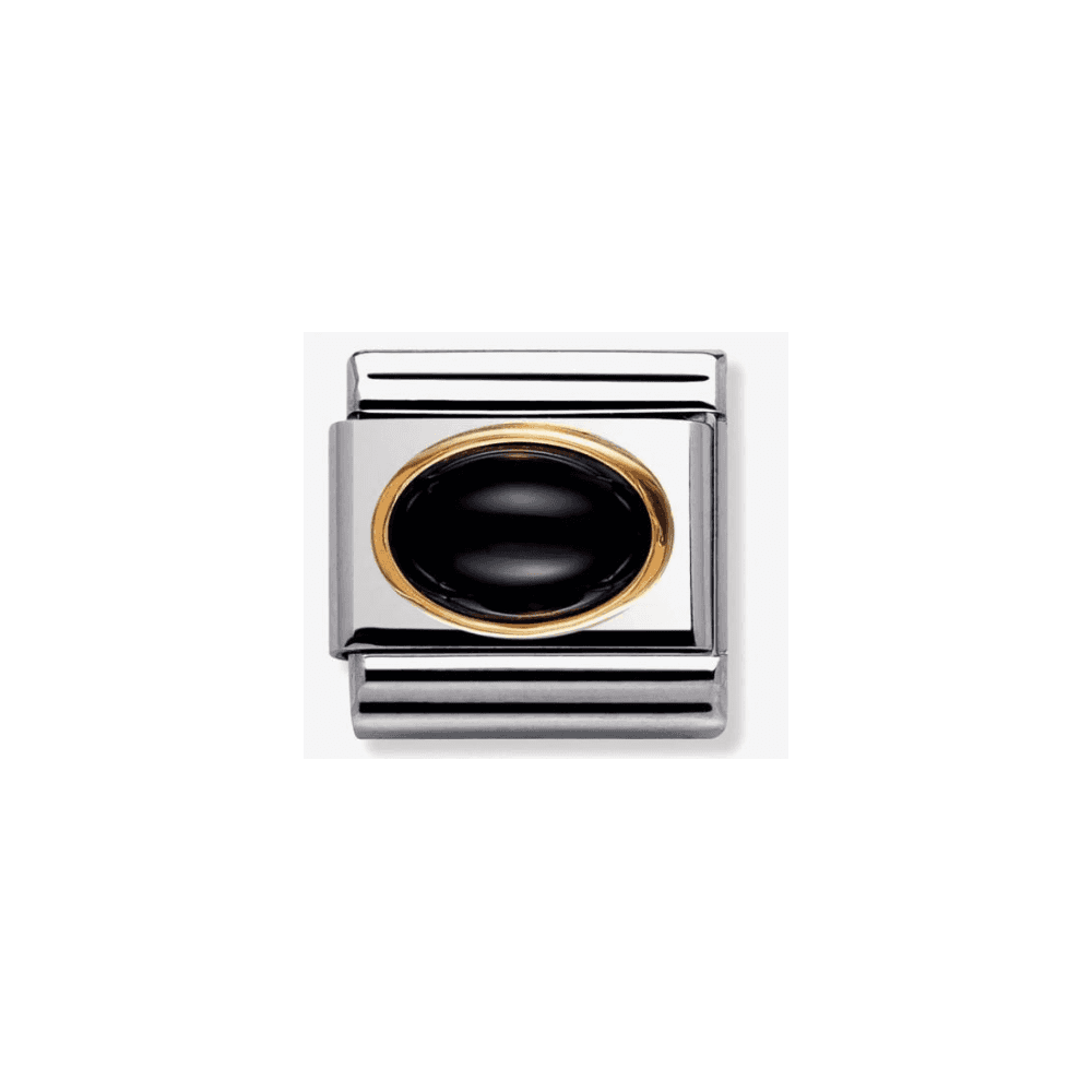 NOMINATION CLASSIC Gold Oval Stones Black Agate Charm