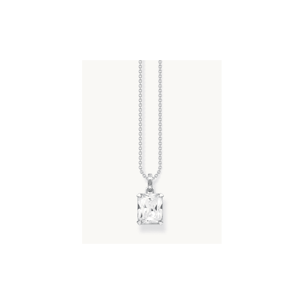 Necklace with white stone silver