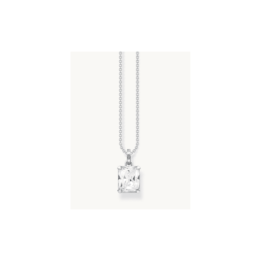 Necklace with white stone silver