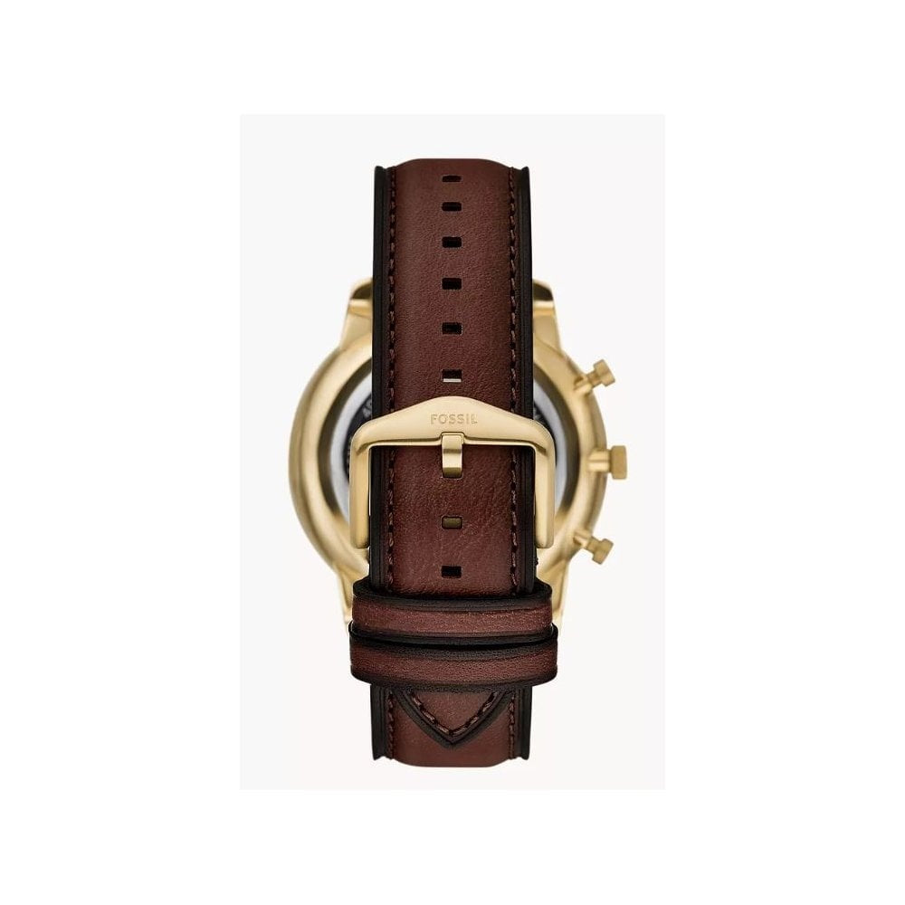 Neutra Chronograph, Gold Dial, Gents Brown Leather Watch