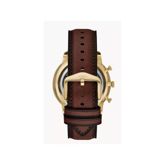 Neutra Chronograph, Gold Dial, Gents Brown Leather Watch