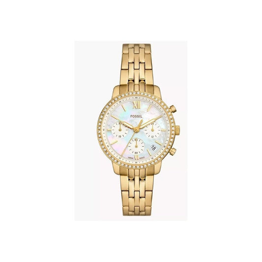 Neutra Chronograph, Mother of Pearl Dial, Gold-Toned Ladies Stainless Steel Watch
