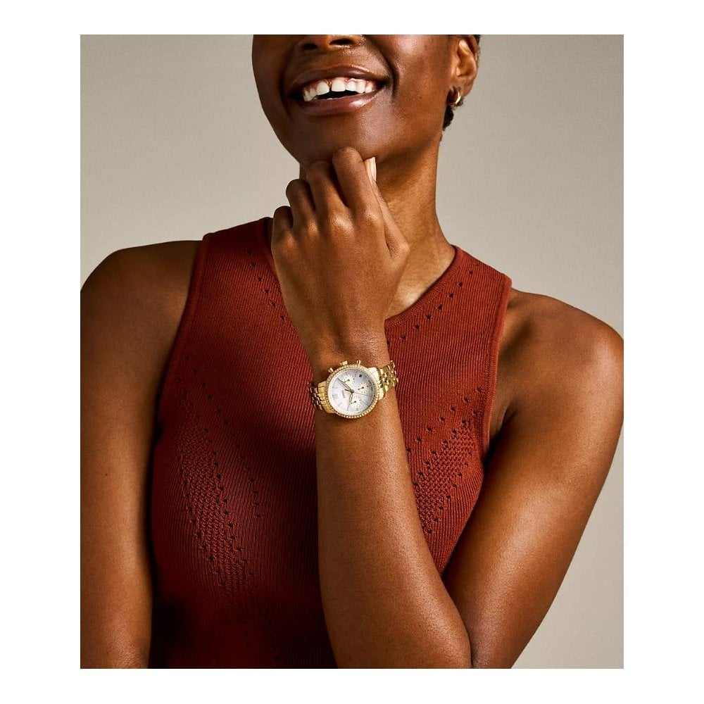 Neutra Chronograph, Mother of Pearl Dial, Gold-Toned Ladies Stainless Steel Watch
