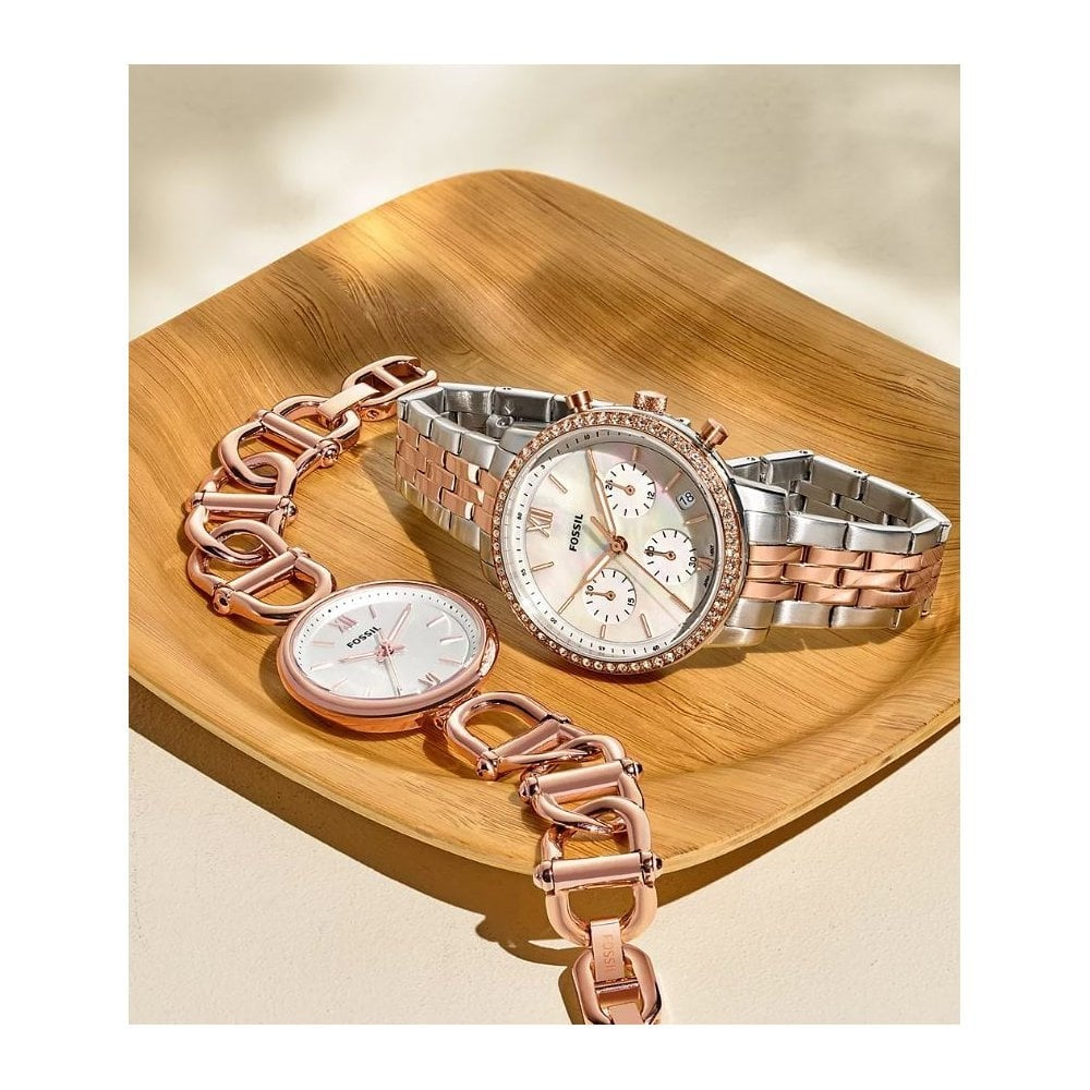 Neutra Chronograph, Two-Tone, Mother of Pearl Dial, Ladies Stainless Steel Watch