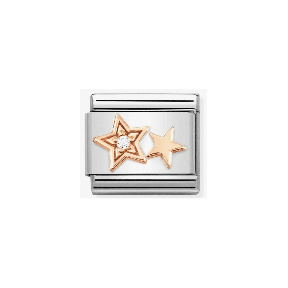 Nomination CLASSIC Composable Romance Cubic Zirconia Double Star Charm