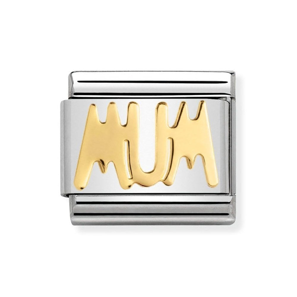 Nomination stainless steel charm with Mum in gold letters