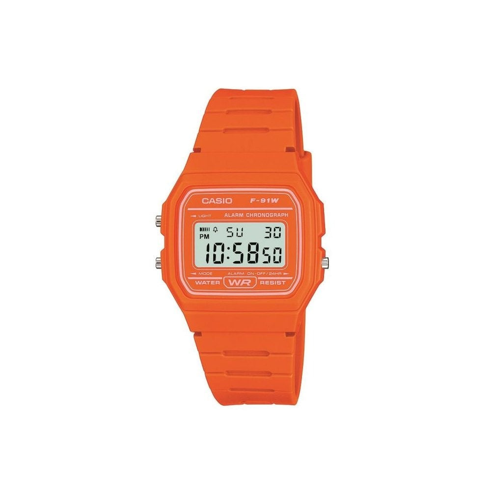 ORANGE RETRO CASIO DIGITAL WATCH WITH PLASTIC RESIN STRAP