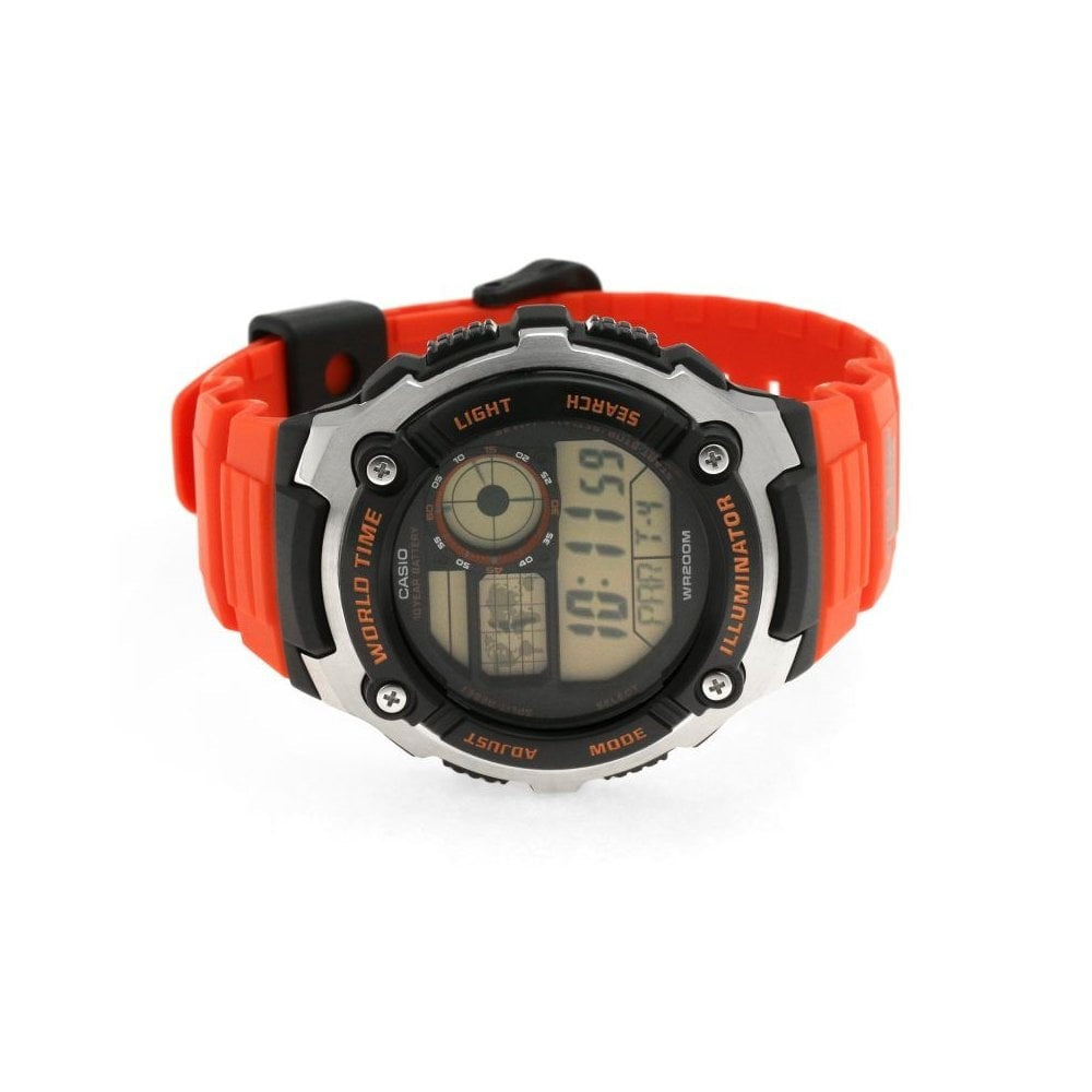 ORANGE SPORTS DIGITAL WORLD TIME WATCH WITH ORANGE RESIN STRAP