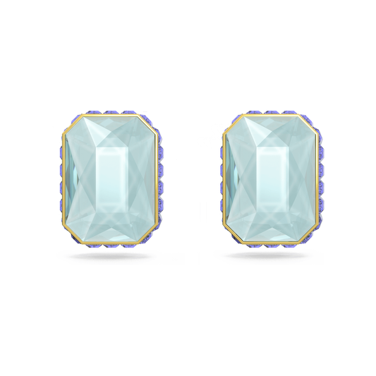 Orbita stud earrings, Octagon cut, Multicolored, Gold-tone plated