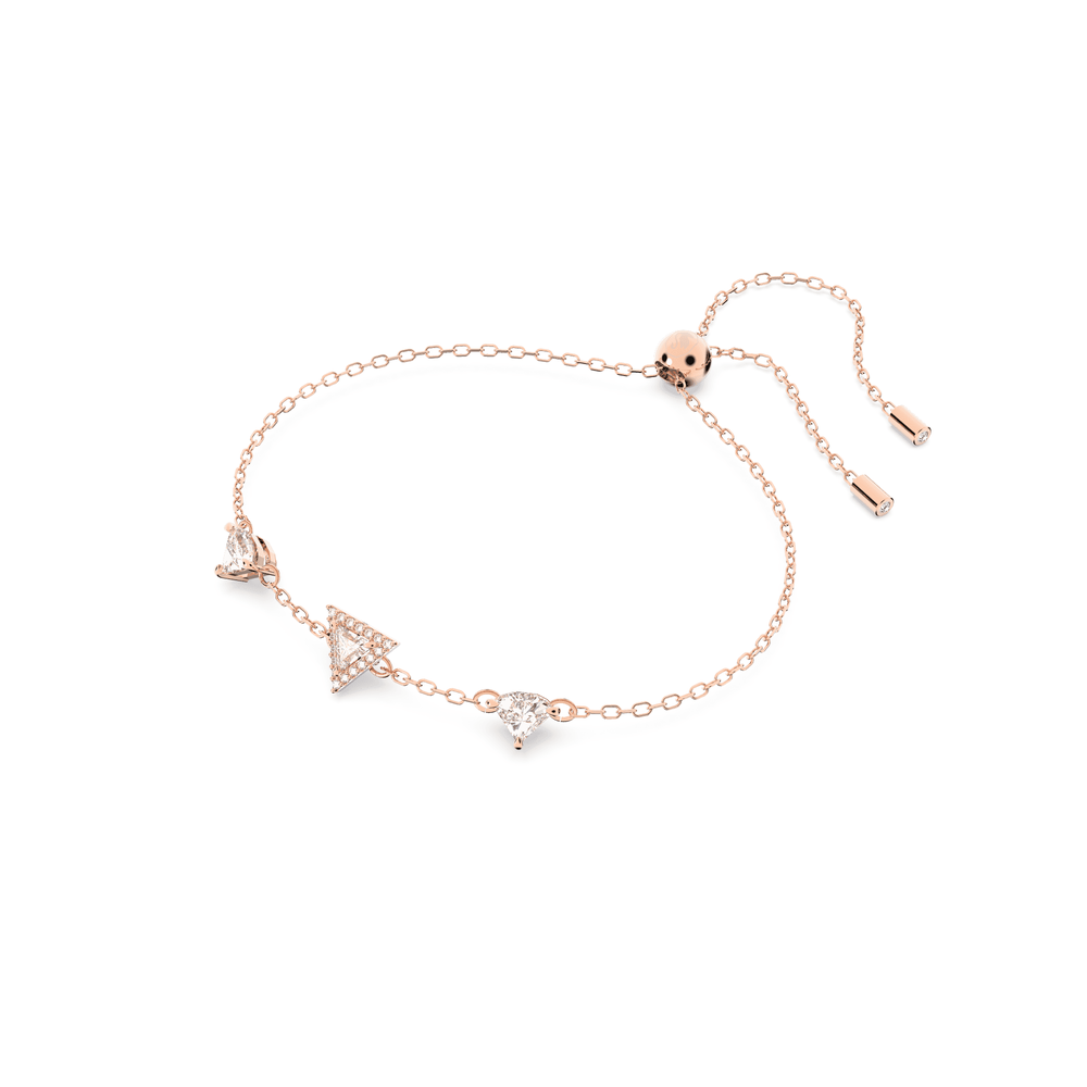 Ortyx bracelet Triangle cut, White, Rose gold-tone plated