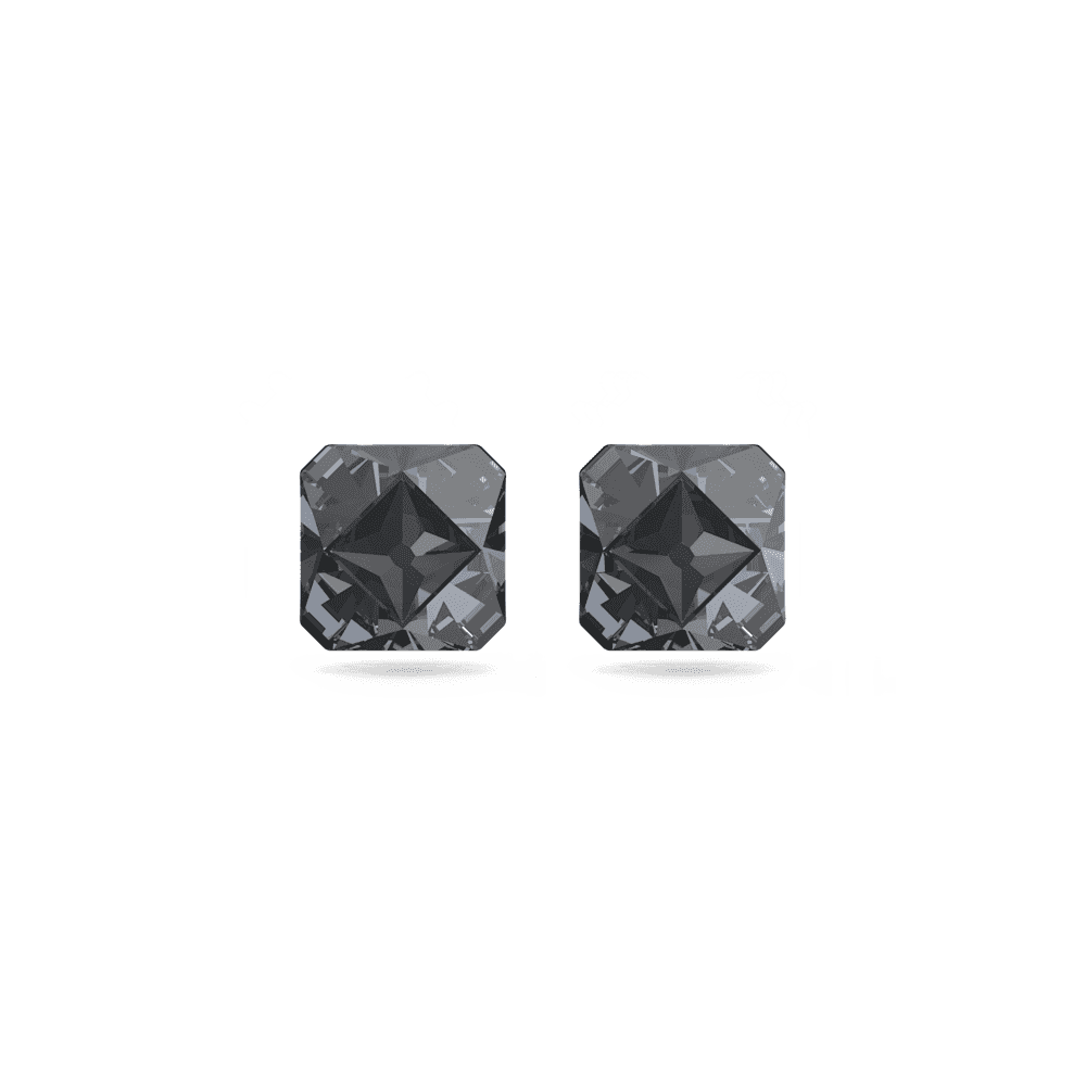 Ortyx stud earrings, Pyramid cut, Gray, Ruthenium plated