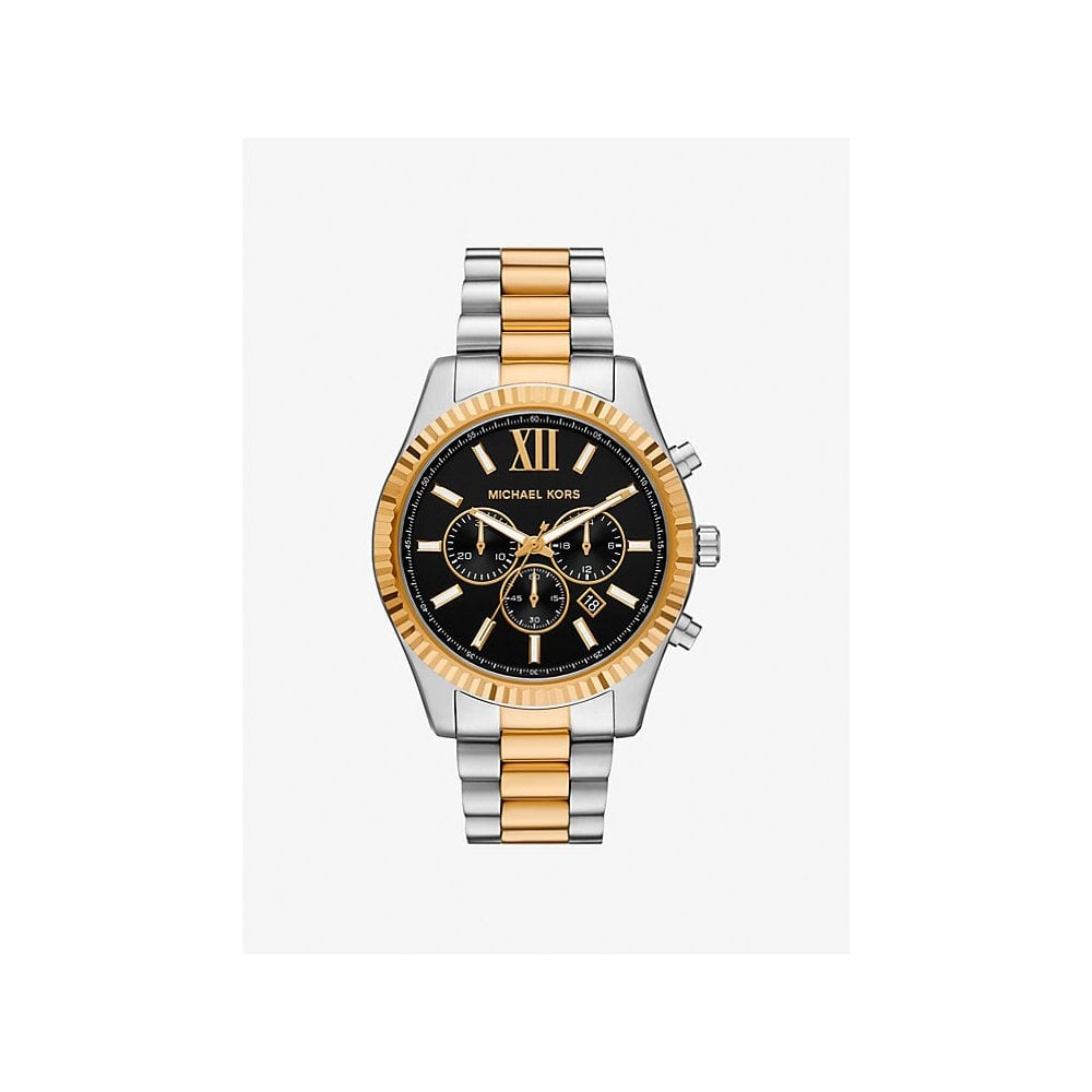 Oversized Lexington, Chronograph, Black Dial, Gents Two-Tone Stainless Steel Watch
