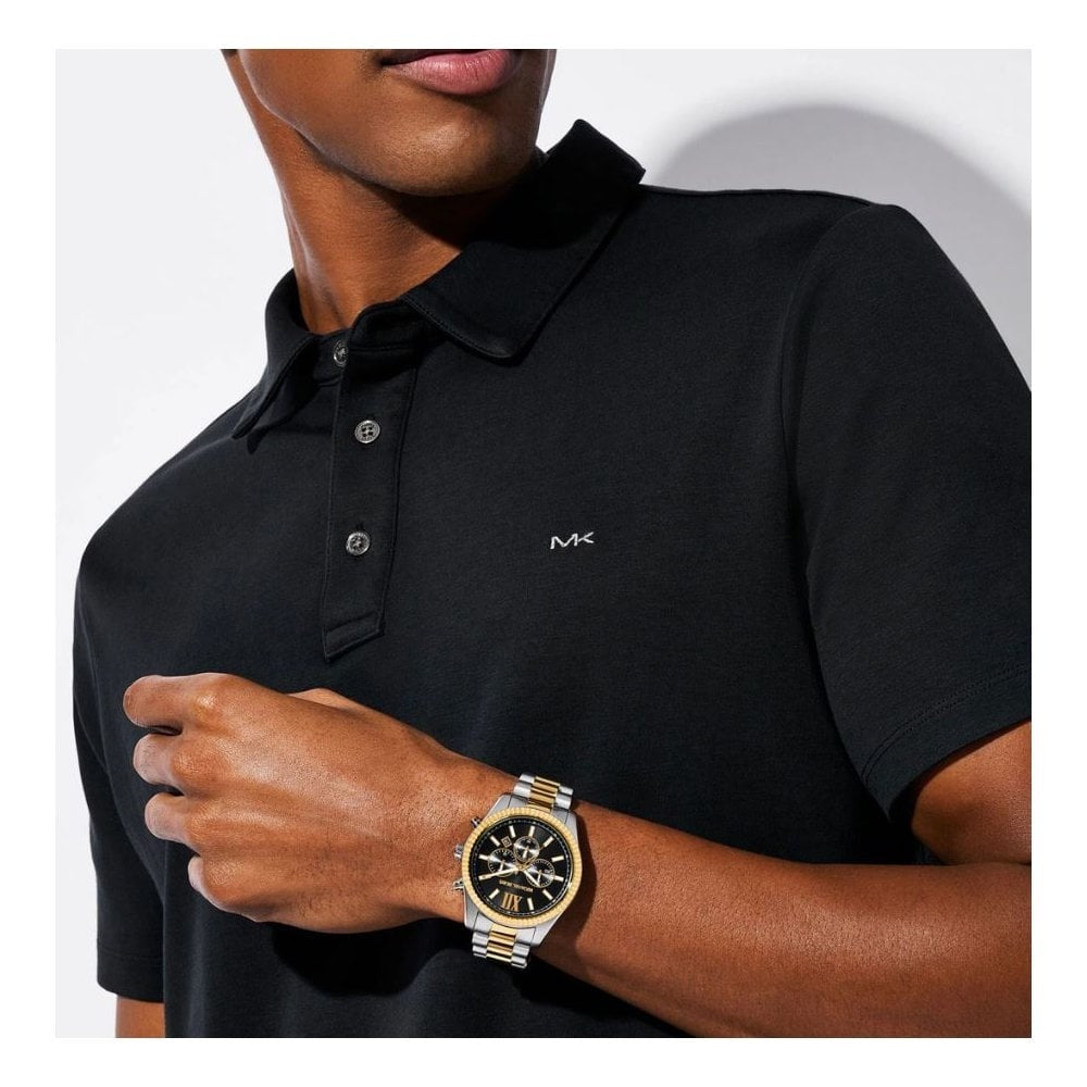 Oversized Lexington, Chronograph, Black Dial, Gents Two-Tone Stainless Steel Watch