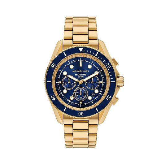 Oversized, Maritime, Blue Dial, Gents Gold-Tone Stainless Steel Watch