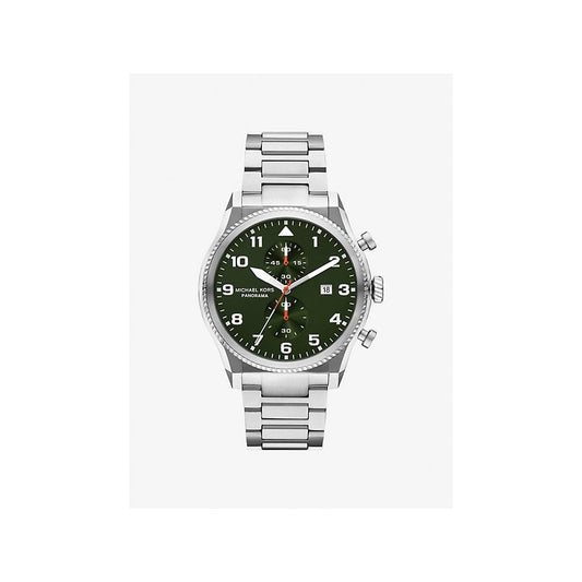 Oversized, Panorama, Olive Greedn Dial, Gents Silver-Tone Stainless Steel Watch
