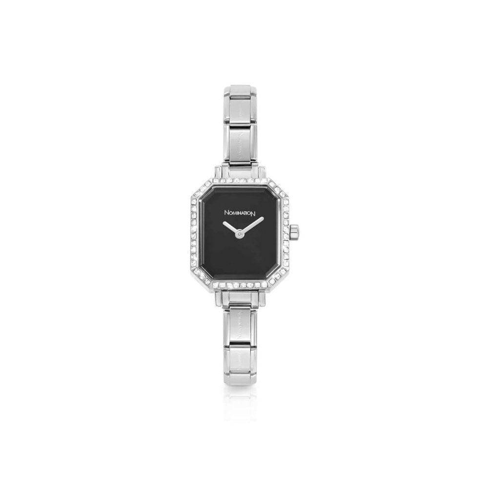 PARIS WATCH WITH BLACK FACE AND STONES