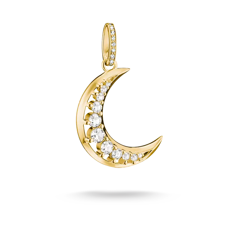 Thomas Sabo 18ct Gold on Silver Moon Pendant with White Zirconia