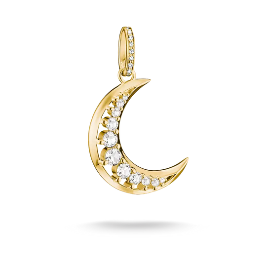 Thomas Sabo 18ct Gold on Silver Moon Pendant with White Zirconia