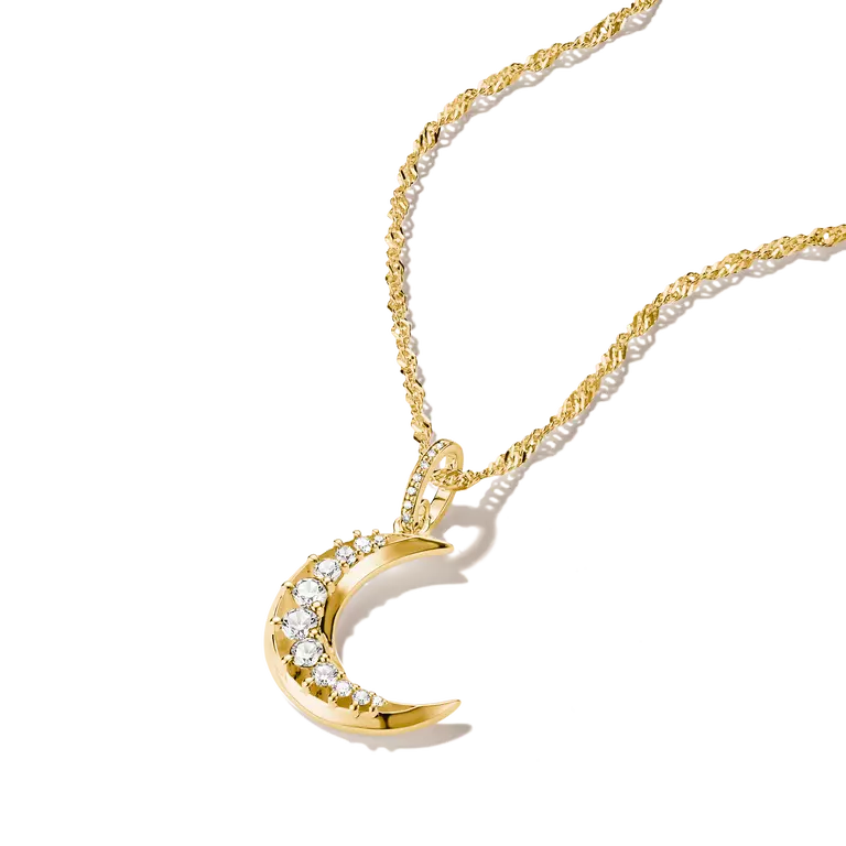 Thomas Sabo 18ct Gold on Silver Moon Pendant with White Zirconia