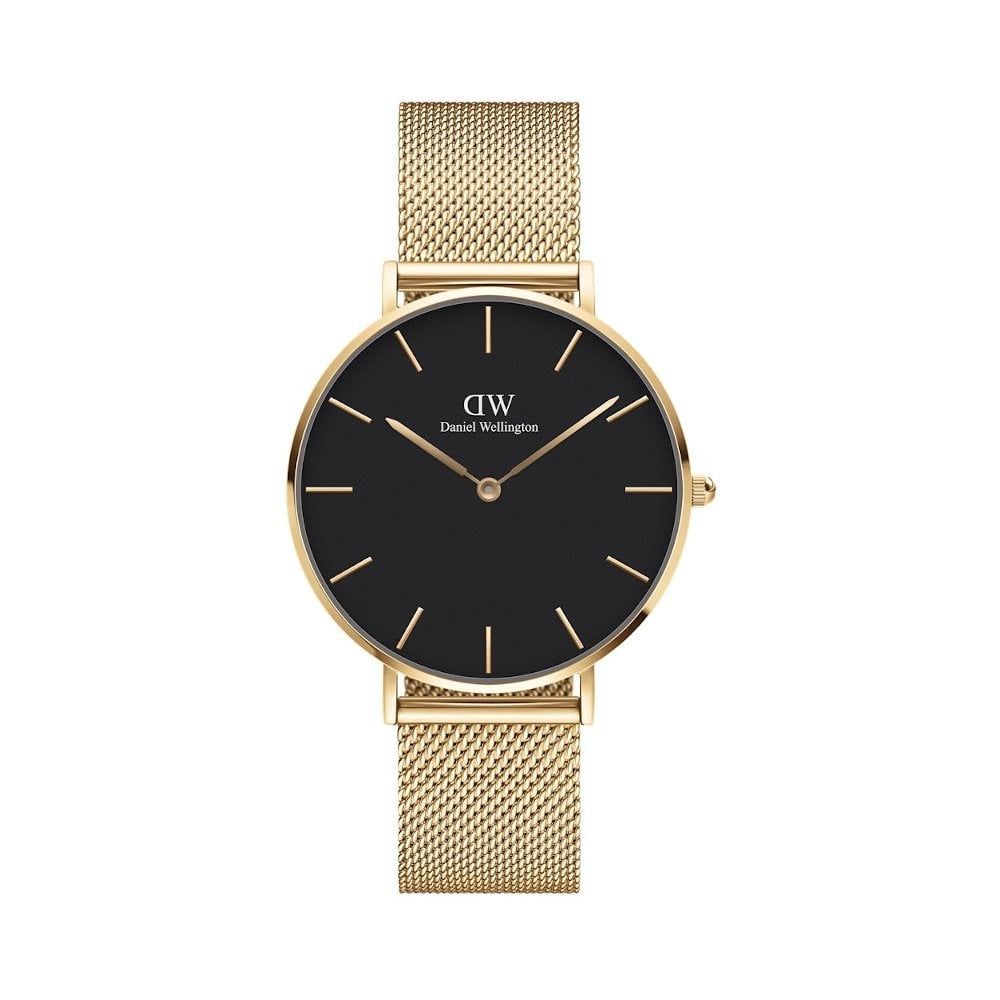 PETITE EVERGOLD HORLOGE GOLD MESH BRACELET WITH BLACK 36mm DIAL