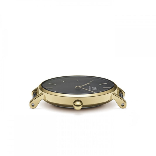 PETITE EVERGOLD HORLOGE YELLOW GOLD MESH BRACELET WITH 28MM BLACK DIAL