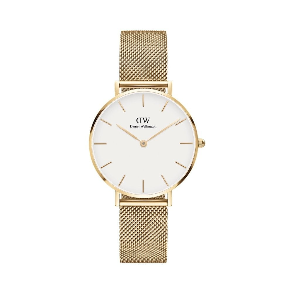 PETITE EVERGOLD HORLOGE YELLOW GOLD MESH BRACELET WITH 32mm WHITE DIAL