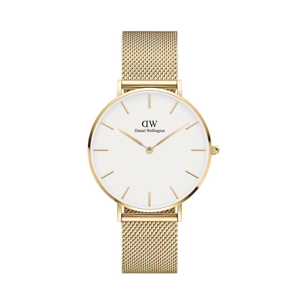 PETITE EVERGOLD YELLOW GOLD MESH BRACELET WATCH WITH 36mm WHITE DIAL