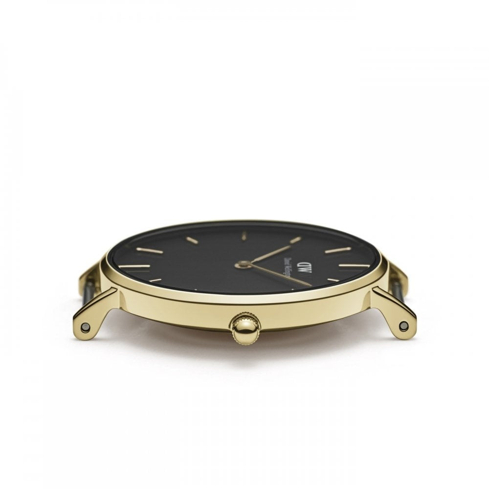 PETITE EVERGOLD YELLOW GOLD MESH BRACELET WITH 32mm BLACK DIAL
