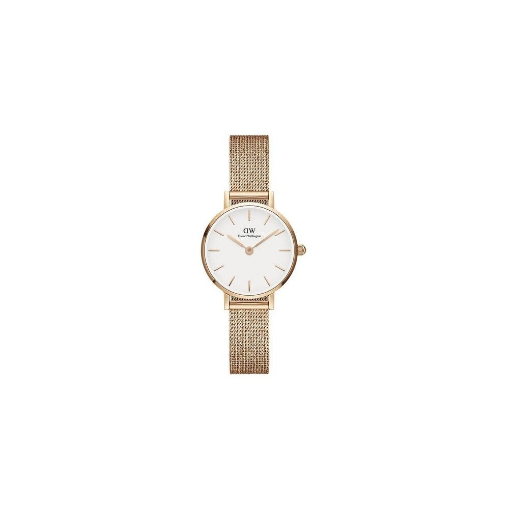 PETITE ROUND ROSE GOLD MESH BRACELET WATCH WITH WHITE DIAL