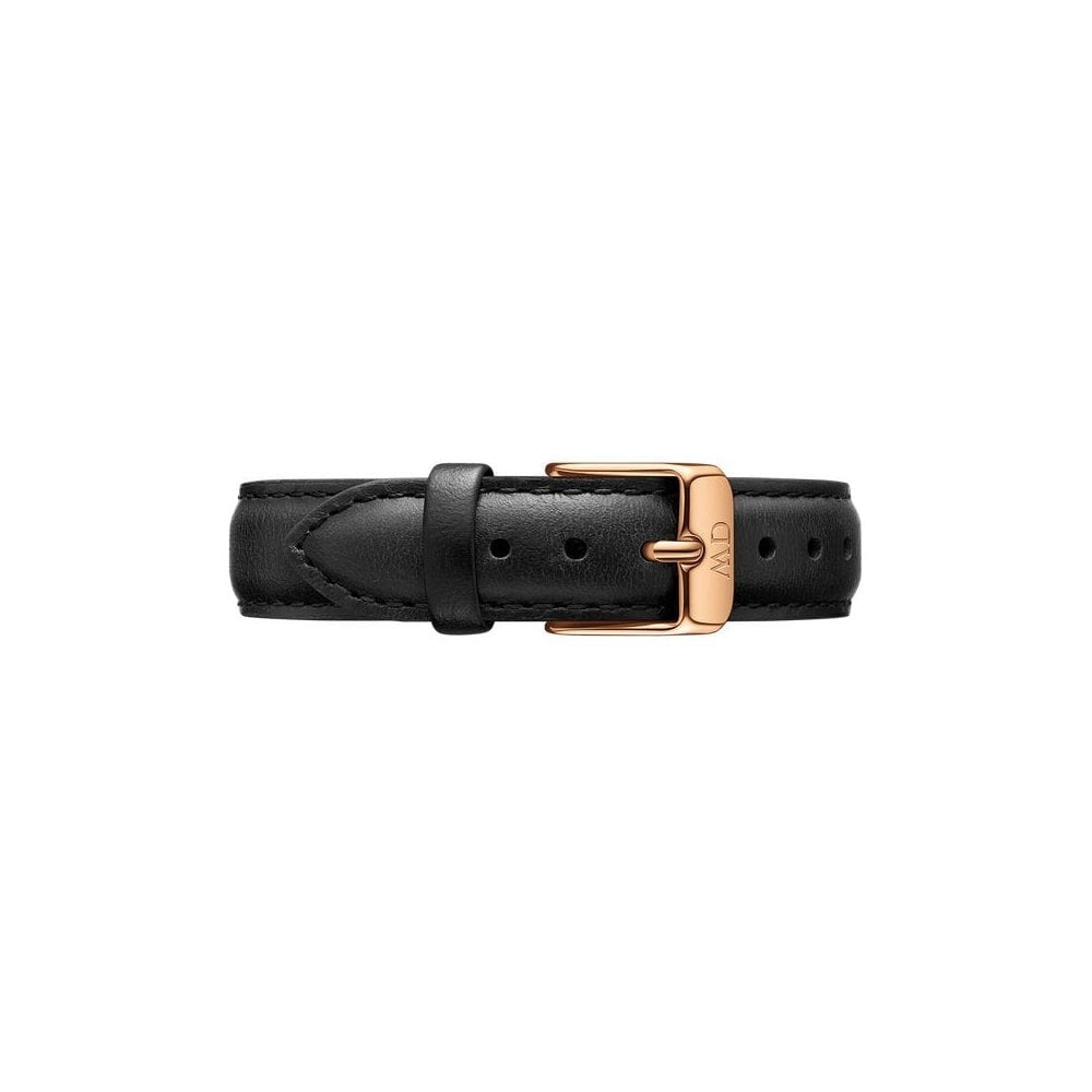 PETITE SHEFFIELD ROSE GOLD STAINLESS STEEL WATCH WITH BLACK LEATHER STRAP & WHITE DIAL
