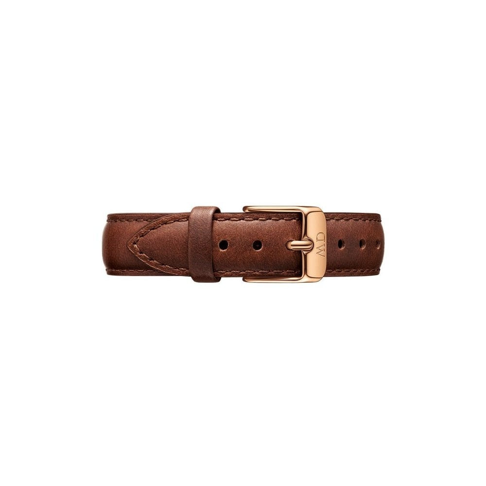 PETITE ST MAWES ROSE GOLD STAINLESS STEEL WATCH WITH BROWN LEATHER STRAP & WHITE DIAL