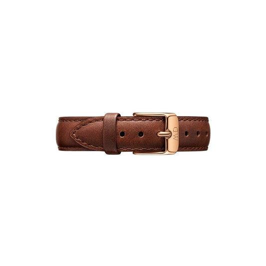 PETITE ST MAWES ROSE GOLD STAINLESS STEEL WATCH WITH BROWN LEATHER STRAP & WHITE DIAL