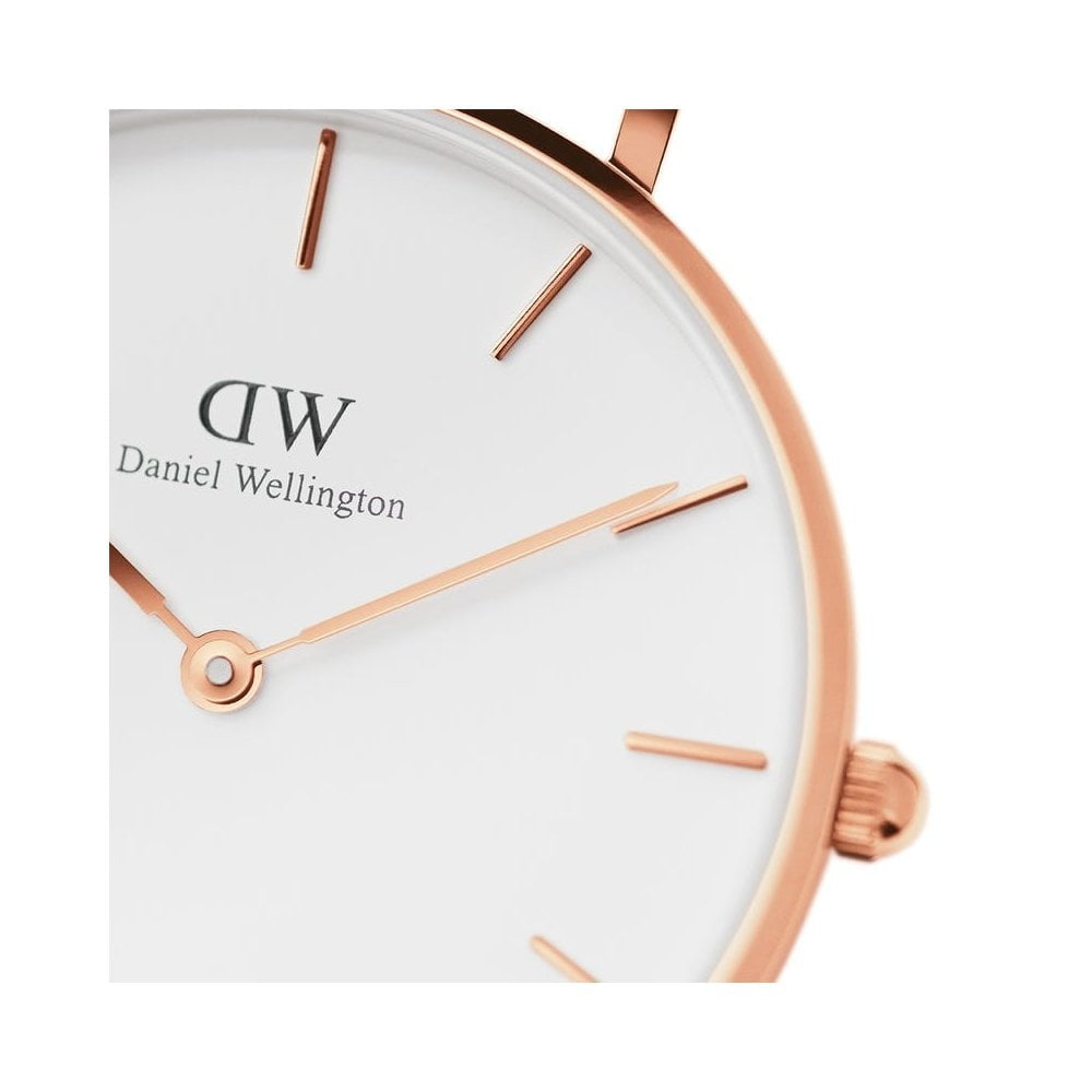 PETITE ST MAWES ROSE GOLD STAINLESS STEEL WATCH WITH BROWN LEATHER STRAP & WHITE DIAL