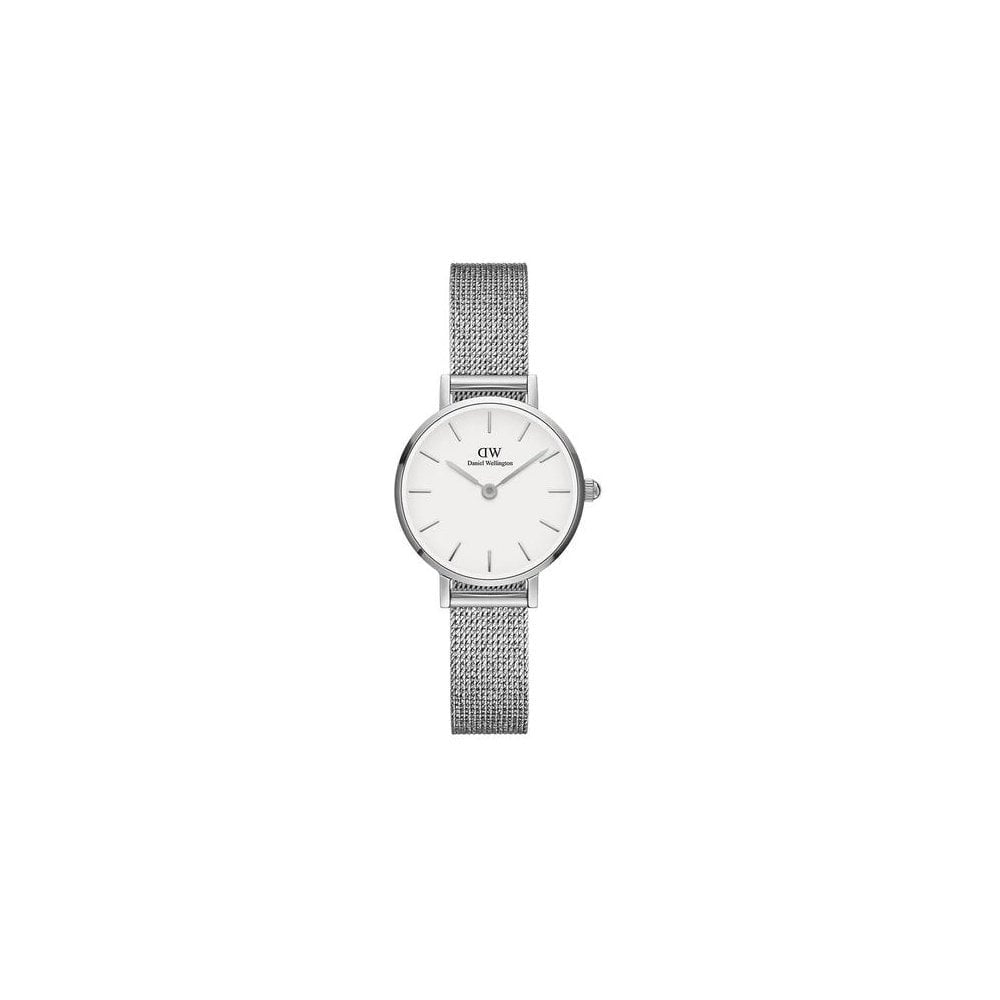 PETITE STAINLESS STEEL LADIES MESH BRACELET WATCH WITH 24MM WHITE DIAL