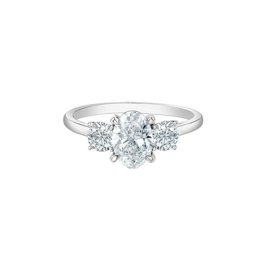 PLATINUM 1.50CT LAB DIAMOND OVAL TRIOLGY ENGAGEMENT RING