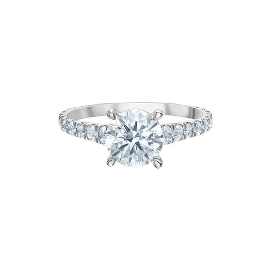 PLATINUM 2CT LAB DIAMOND SOLITAIRE ENGAGEMENT RING WITH DIAMONDS ON SHOULDERS