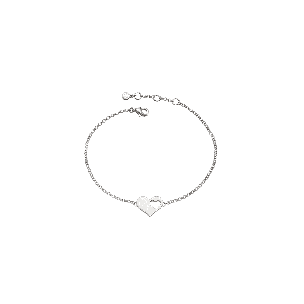 POPPY STERLING SILVER CUT OUT HEART IN HEART BRACELET