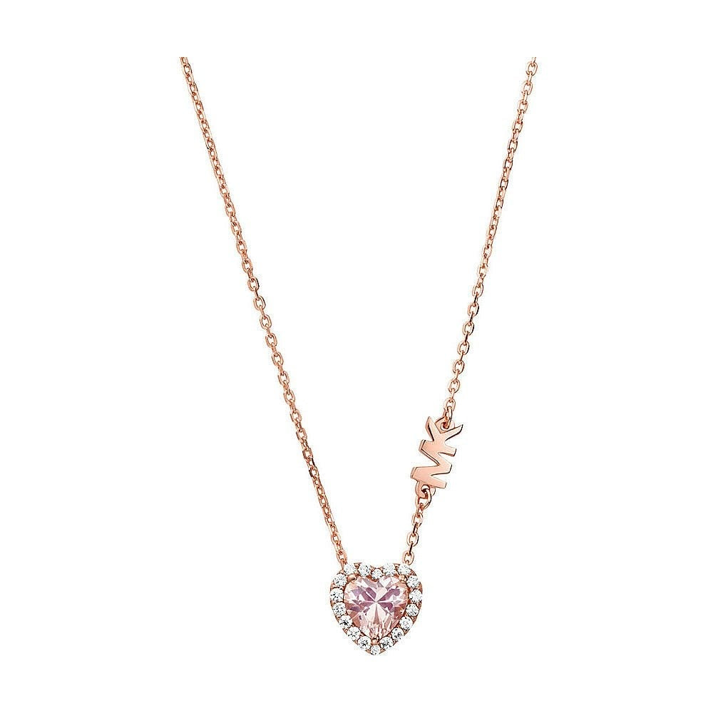 PREMIUM ROSE GOLD HEART PENDANT W/MORGANITE PINK CRYSTAL