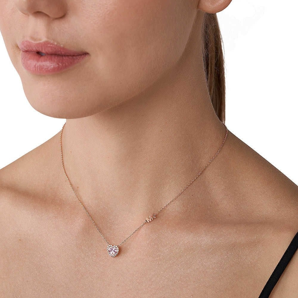 PREMIUM ROSE GOLD HEART PENDANT W/MORGANITE PINK CRYSTAL