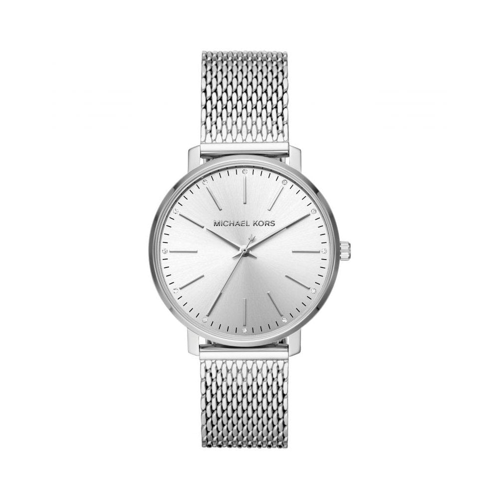 PYPER STAINLESS STEEL LADIES MESH BRACELET WATCH WITH SILVER DIAL
