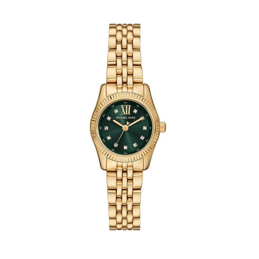 Petite Lexington, 26mm Green Dial Ladies Gold Stainless Steel Watch