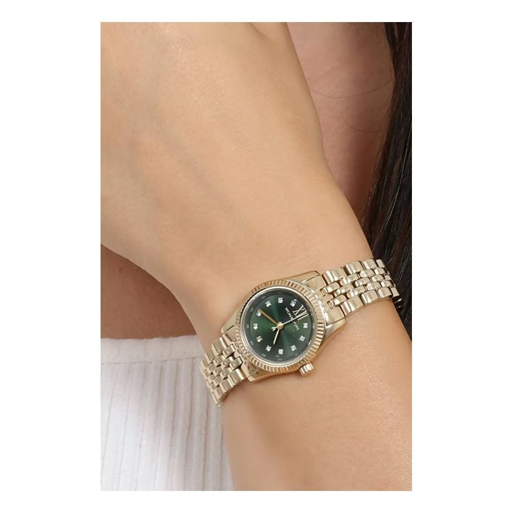 Petite Lexington, 26mm Green Dial Ladies Gold Stainless Steel Watch