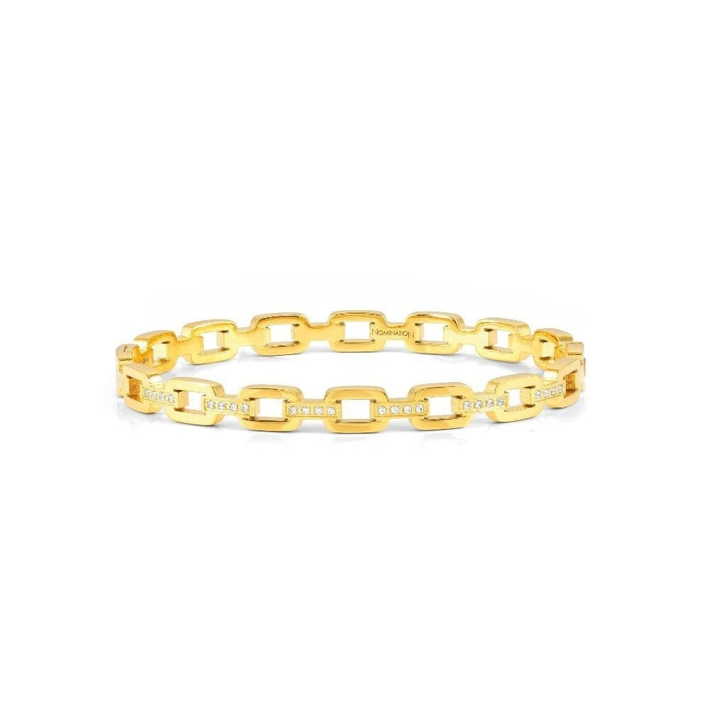 Pretty Bangles, Gold CZ Chain Link Medium Bangle