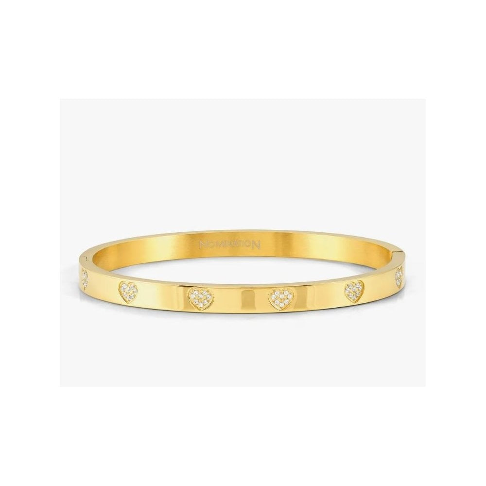 Pretty Bangles, Gold Pave CZ Hearts Medium Bangle