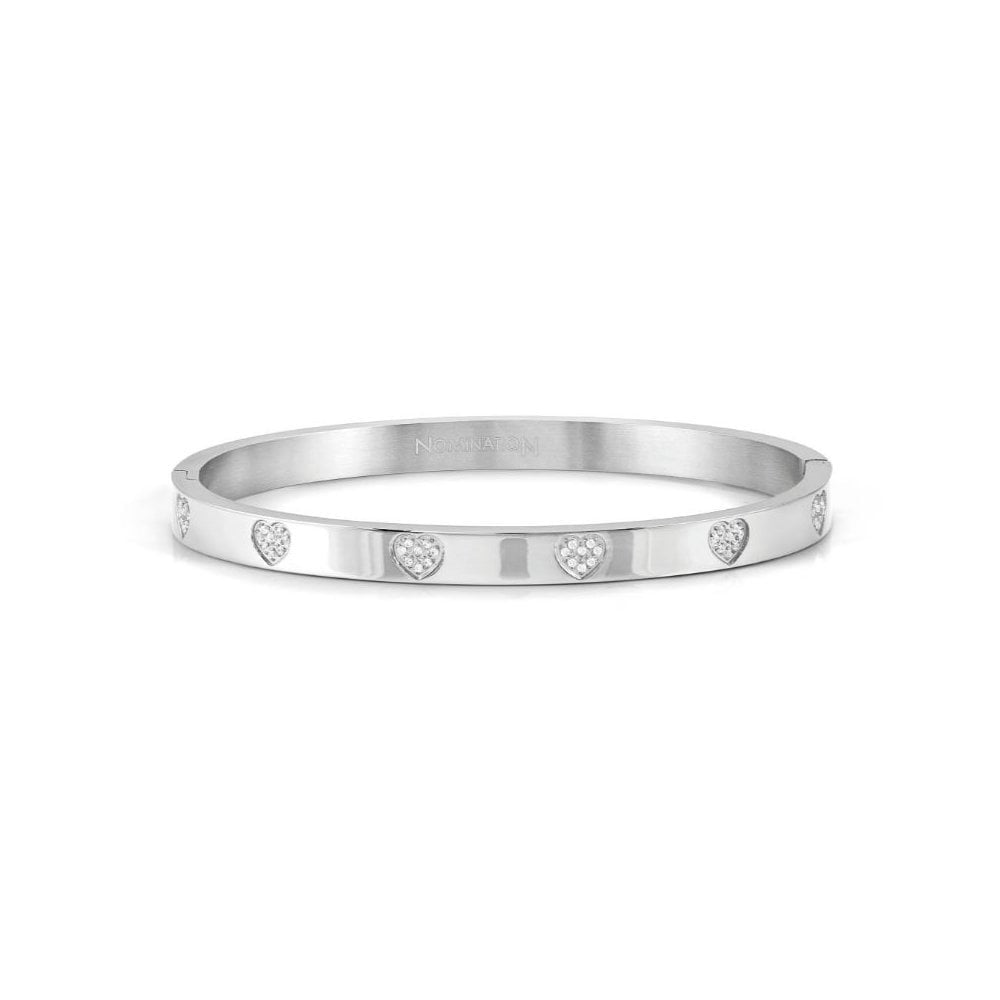 Pretty Bangles, Pave CZ Hearts Medium Bangle