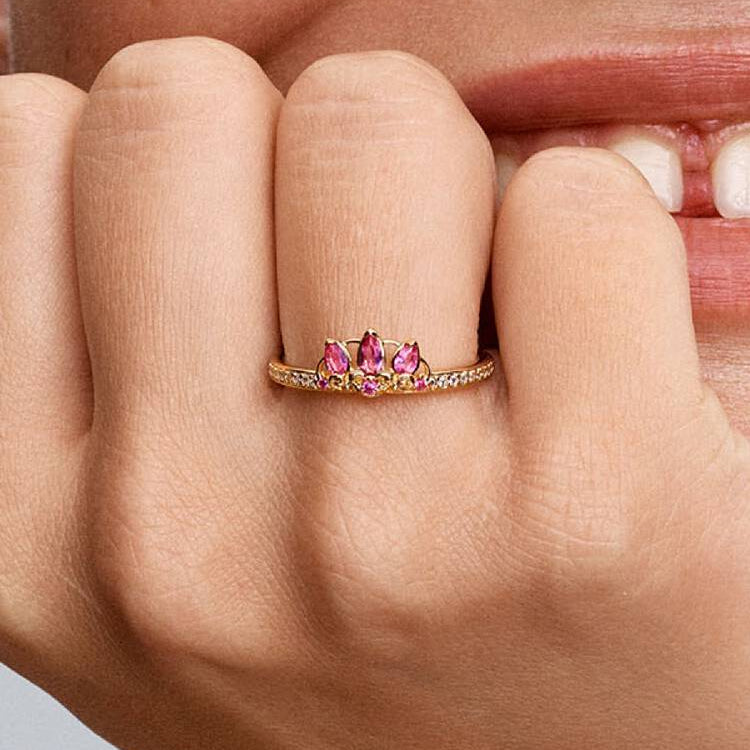 14ct Gold on Silver Disney Princess Rapunzel Tiara Pandora Ring