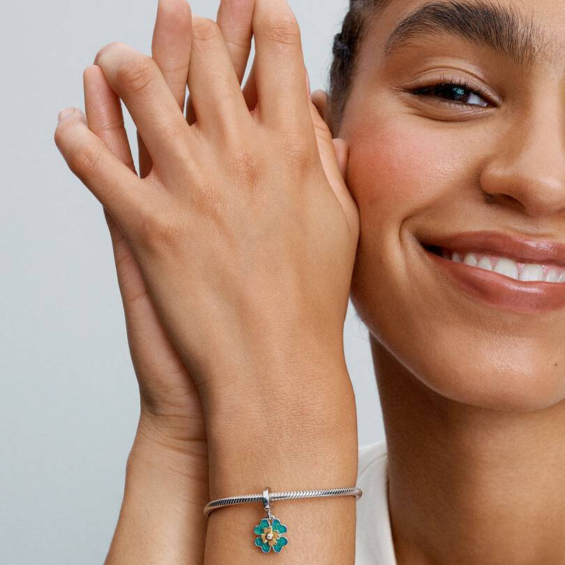 Spinnable Four Leaf Clover Lab-Grown Diamond Dangle Pandora Charm