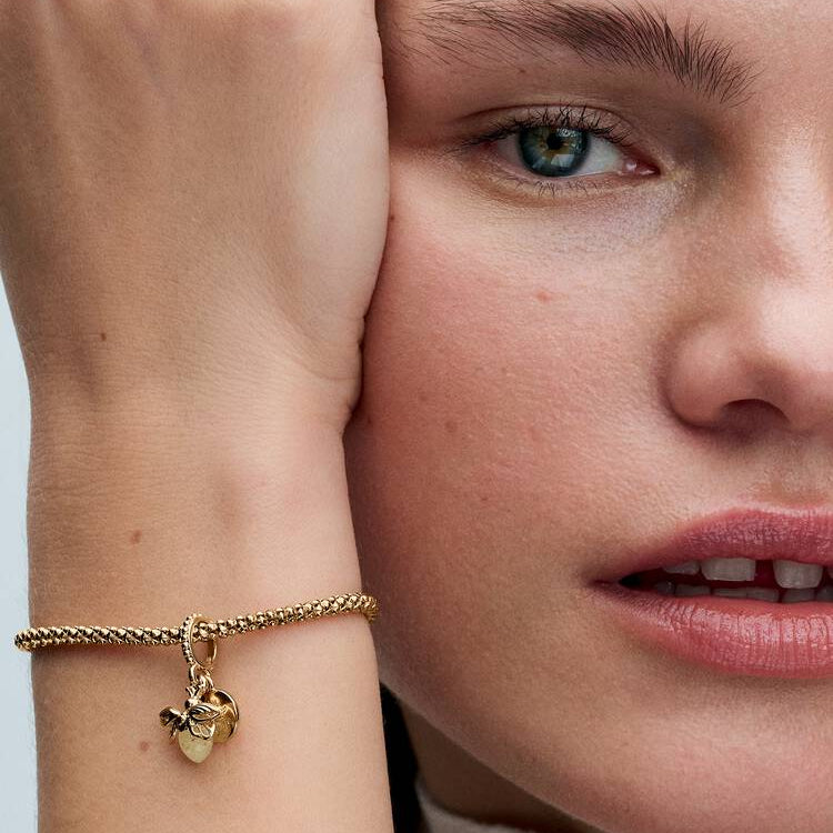 14ct Gold on Silver Glow-in-the-dark Firefly Dangle Pandora Charm