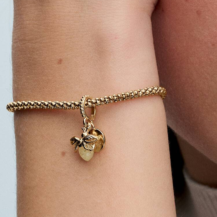 14ct Gold on Silver Glow-in-the-dark Firefly Dangle Pandora Charm